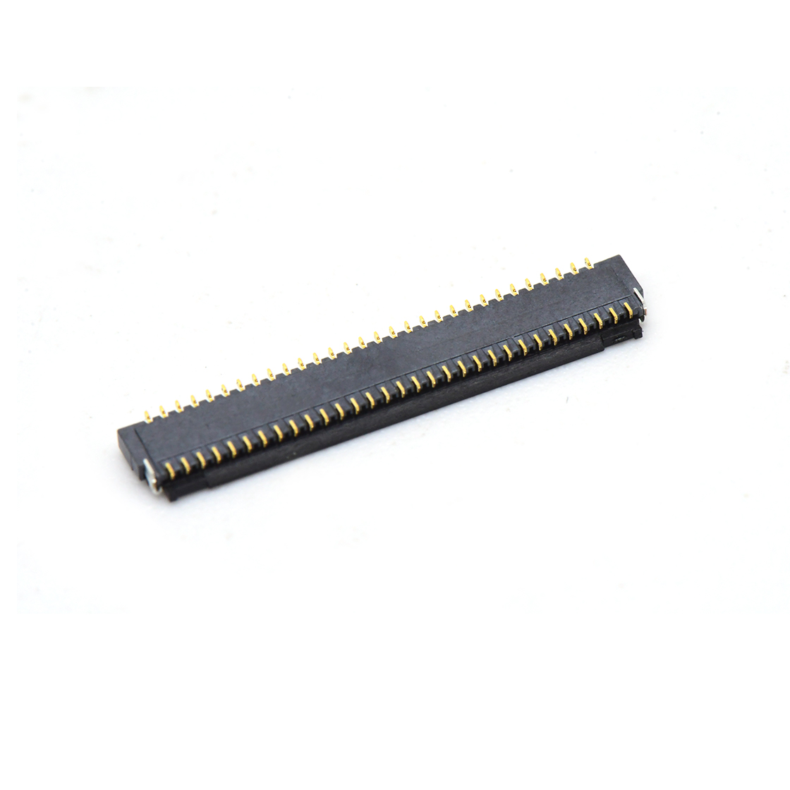 Pitch 0.30mm 90°H1.00mm 卧式下接前掀盖 SMT型 FPC 61pin 黑色 镀半金1u"，其它区域镀镍